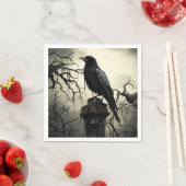 Halloween Creepy Raven Graveyard Cemetery Gothic Servet (Insitu)