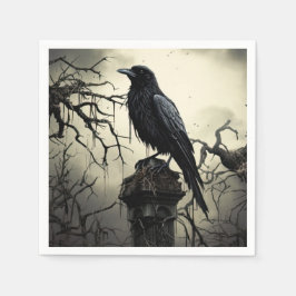 Halloween Creepy Raven Graveyard Cemetery Gothic Servet
