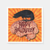 Halloween - Creepy Raven op Brain Servet (Voorkant)