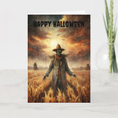 Halloween Creepy Scarecrow Feestdagen Kaart (Voorkant)