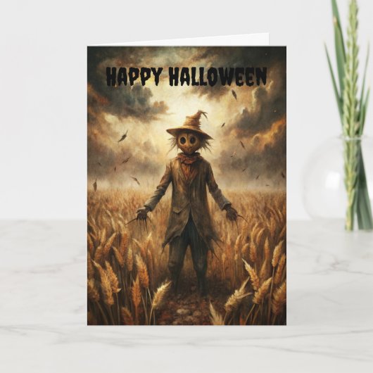 Halloween Creepy Scarecrow Feestdagen Kaart (Voorkant)