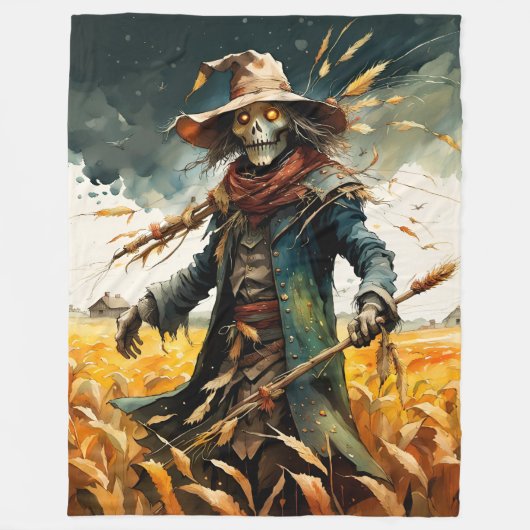 Halloween Creepy Scarecrow Fleece Deken (Voorkant)