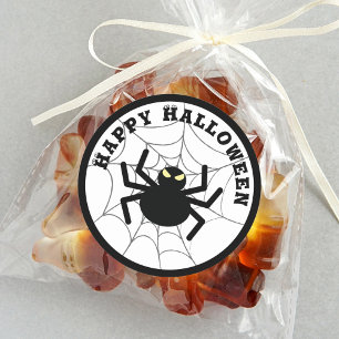 Halloween Creepy Scary Black Itsy Bitsy Spider Web Ronde Sticker