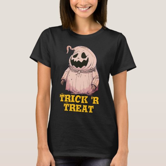 Halloween Creepy Scary Pumpkin Ghost T-shirt (Voorkant)