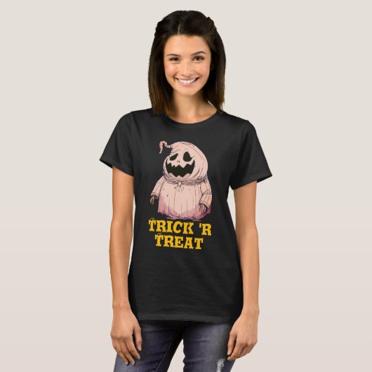 Halloween Creepy Scary Pumpkin Ghost T-shirt (Voorkant volledig)