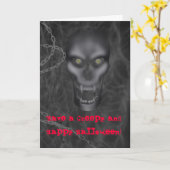 Halloween - Creepy Skull Briefkaart, Wenskaarten Kaart (Gele Bloem)