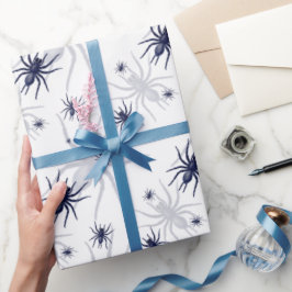 Halloween Creepy Spider Black White Cadeaupapier