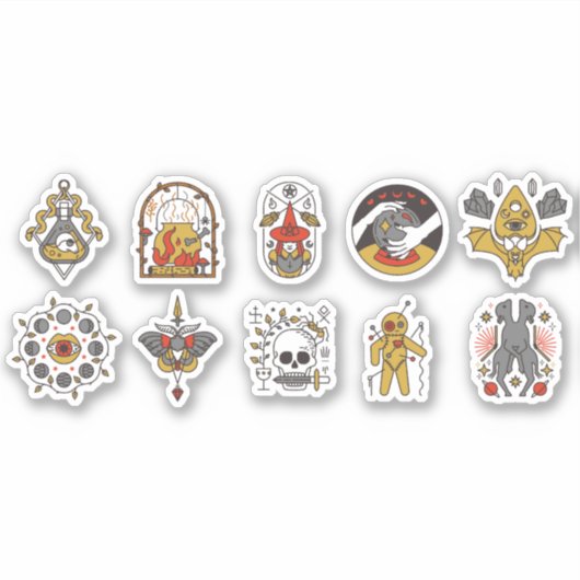 HALLOWEEN CREEPY VAKANTIE ELEMENTEN SET STICKER (Voorkant)