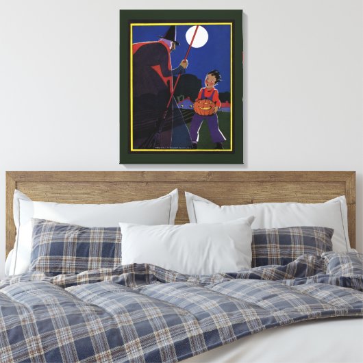 Halloween, Creepy Witch met Boy Canvas Afdruk (Insitu (Slaapkamer))
