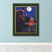 Halloween, Creepy Witch met Boy Canvas Afdruk (Insitu (Houten vloer))