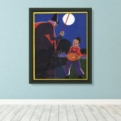  Halloween, Creepy Witch met Boy Canvas Afdruk (Insitu (Houten vloer))