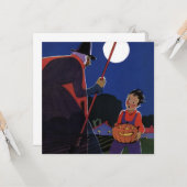  Halloween, Creepy Witch met Boy Kaart (Voorkant / Achterkant in situ)