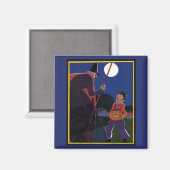  Halloween, Creepy Witch met Boy Magneet (Voorkant / Achterkant)