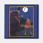  Halloween, Creepy Witch met Boy Magneet (Voorkant)