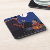  Halloween, Creepy Witch met Boy Onderzetter (Linkerzijde)