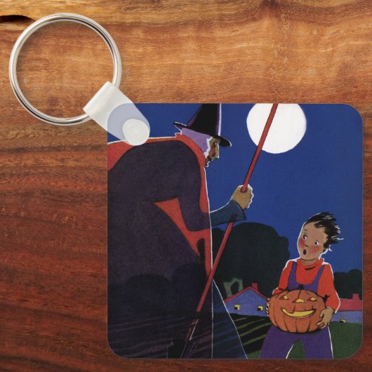  Halloween, Creepy Witch met Boy Sleutelhanger (Voorkant)