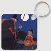  Halloween, Creepy Witch met Boy Sleutelhanger (Achterkant)
