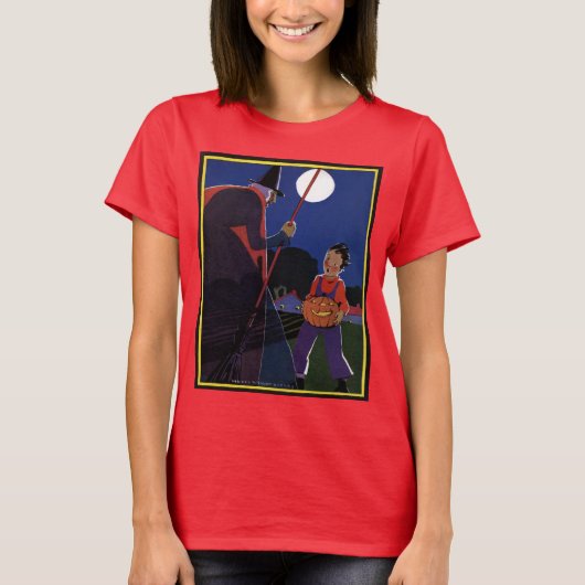Halloween, Creepy Witch met Boy T-shirt (Voorkant)