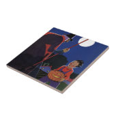  Halloween, Creepy Witch met Boy Tegeltje (Zijkant)