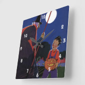  Halloween, Creepy Witch met Boy Vierkante Klok (Hoek)