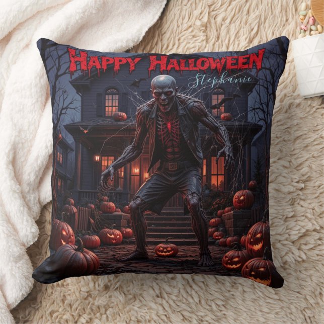 Halloween Creepy Zombie Pumpkin Haunted House Kussen (Deken)
