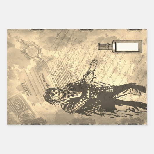 Halloween Creepy Zombie Script Pattern Ephemera Inpakpapier Vel (Voorkant 2)