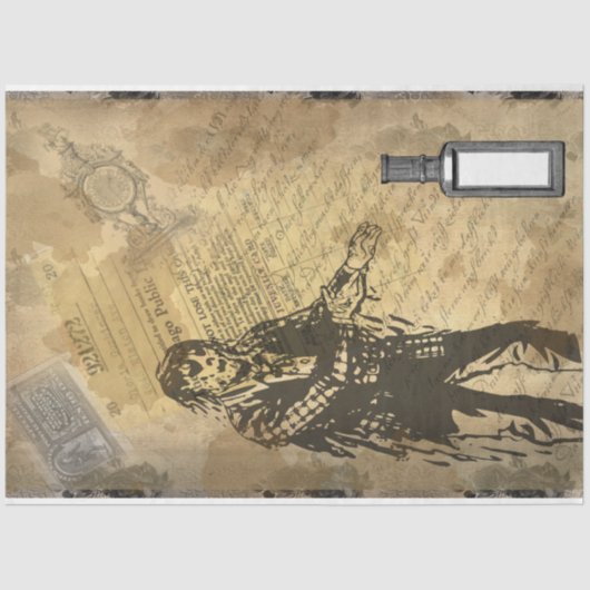 Halloween Creepy Zombie Script Pattern Ephemera Tissuepapier (Voorkant)