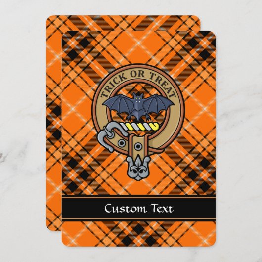Halloween Crest over Tartan Uitnodiging (Voorkant / Achterkant)