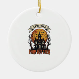 Halloween Crew T-shirt Vintage Geest Huis Ontwerp_ Keramisch Ornament