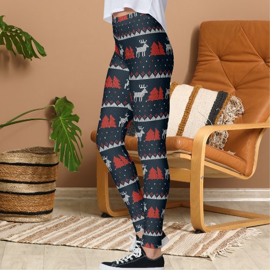 Halloween Crossover Fun Reindeer Christmas Pattern Leggings