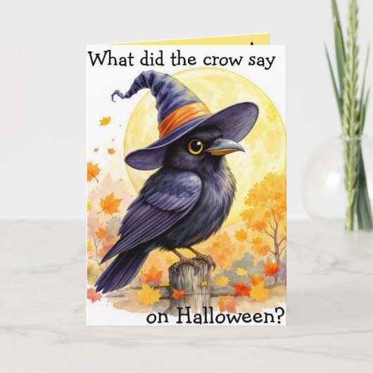 Halloween Crow, de grap van Halloween Kaart (Voorkant)