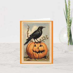 Halloween Crow en Pumpkin Wenskaart Kaart