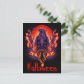 Halloween Crow met Flames Briefkaart (Staand voorkant)