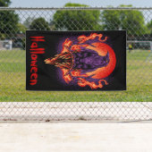 Halloween Crow met Flames Spandoek (Insitu)