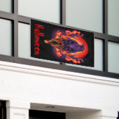 Halloween Crow met Flames Spandoek (Buitenkant Gebouw)
