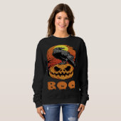 Halloween Crow Raven Moon Pumpkin Costume Boo Trui (Voorkant volledig)
