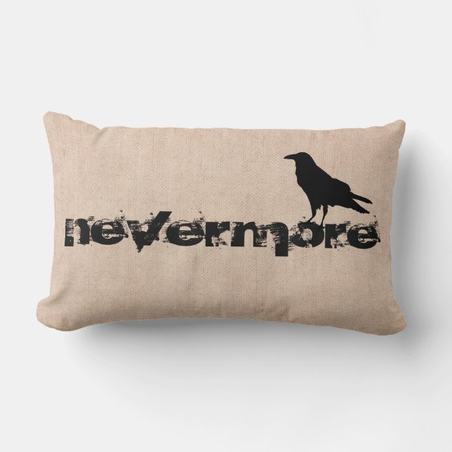 Halloween crow raven nevermore burlap kussen (Voorkant)