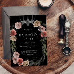 Halloween Crown Pink & Black Floral Halloween Kaart<br><div class="desc">Bereid uw gasten voor op uw prachtige en exiting Halloween Party met uw Halloween Crown Pink & Black Floral Halloween Uitnodigingen.</div>