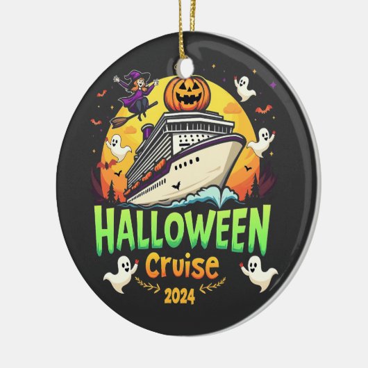 Halloween Cruise 2024 Griezeltrip voor Familie Keramisch Ornament (Links)