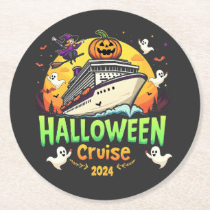 Halloween Cruise 2024 Spooky Cruising Familiereis Ronde Kartonnen Onderzetter