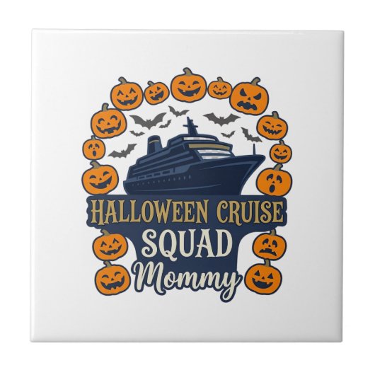 Halloween Cruise Squad Moeder Schip Pompoenen Vlee Tegeltje (Voorkant)