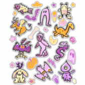 Halloween Cryptid Monsters Cartoon Pattern Sticker (Voorkant)