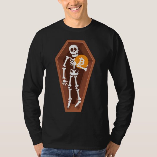 Halloween Crypto Humor - Bitcoin Hoarding Skelet T-shirt (Voorkant)