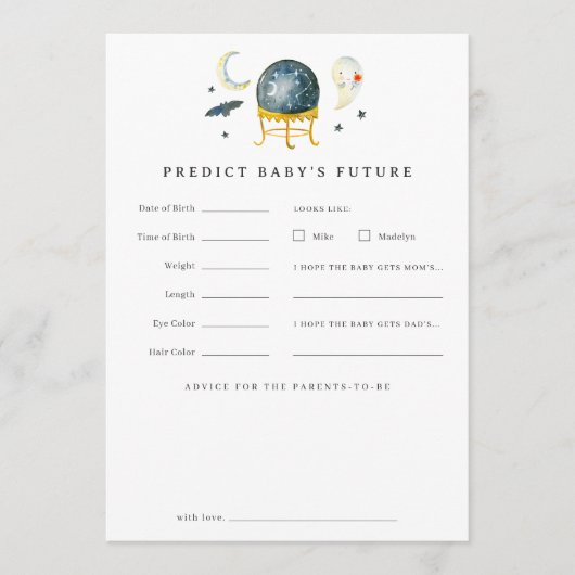 Halloween Crystal Ball Baby shower Prediction Kaar Kaart (Voorkant)