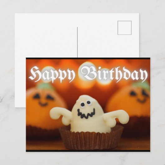 Halloween Cupcake Birthday Briefkaart (Voorkant / Achterkant)
