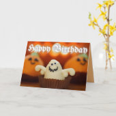 Halloween Cupcake Birthday Kaart (Gele Bloem)
