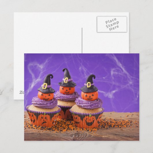 Halloween Cupcake Briefkaart (Voorkant / Achterkant)