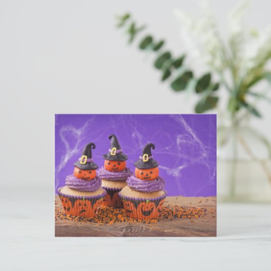 Halloween Cupcake Briefkaart (Staand voorkant)