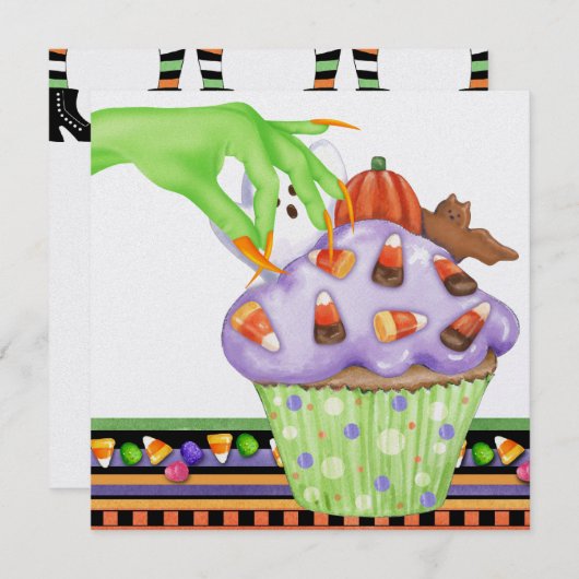 Halloween Cupcake Party Uitnodiging door SRF (Voorkant / Achterkant)