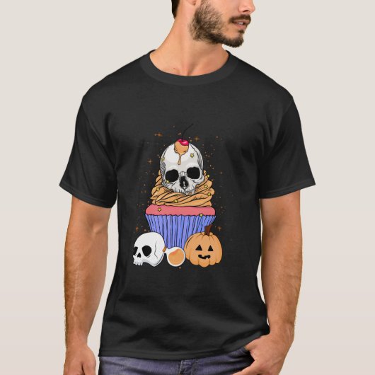 Halloween Cupcake Skull Head Botten Pastry Chef Ba T-shirt (Voorkant)